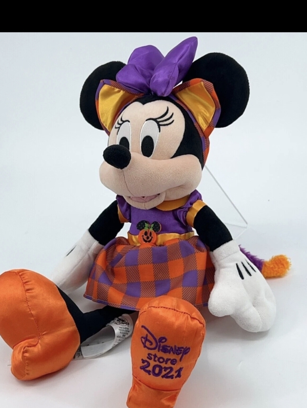 Disney Store 2021 Halloween Minnie Mouse With Cat Ears 15” Plush